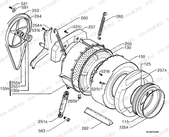 Взрыв-схема стиральной машины Zanussi Electrolux W1242W - Схема узла Functional parts 267