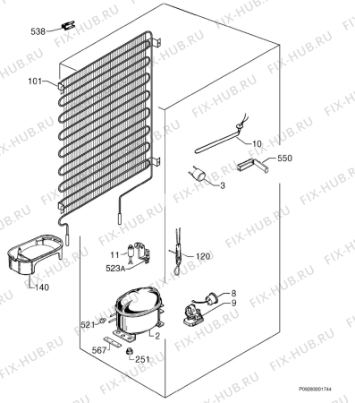 Взрыв-схема холодильника Aeg S2853-6DT - Схема узла Cooling system 017