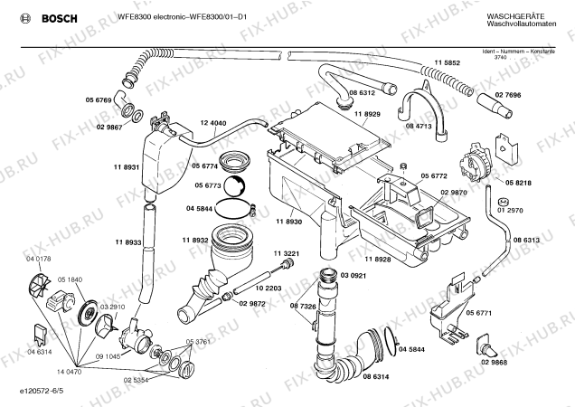 Взрыв-схема стиральной машины Bosch WFE8300 WFE8300 ELECTRONIC - Схема узла 05