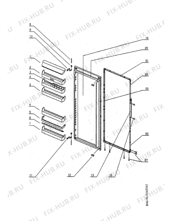 Взрыв-схема холодильника Electrolux EK242V.5REB - Схема узла Door 003