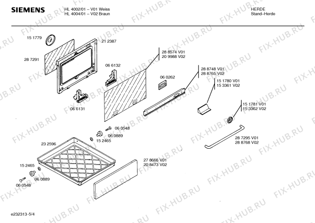 Схема №1 HL4002 с изображением Панель для плиты (духовки) Siemens 00288744