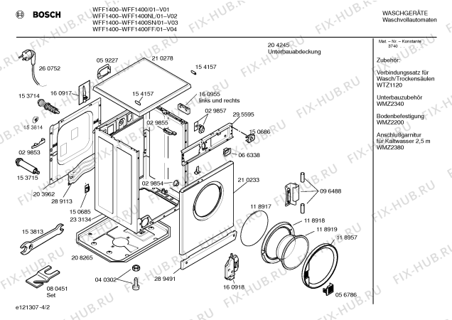 Взрыв-схема стиральной машины Bosch WFF1400FF, WFF1400 - Схема узла 02