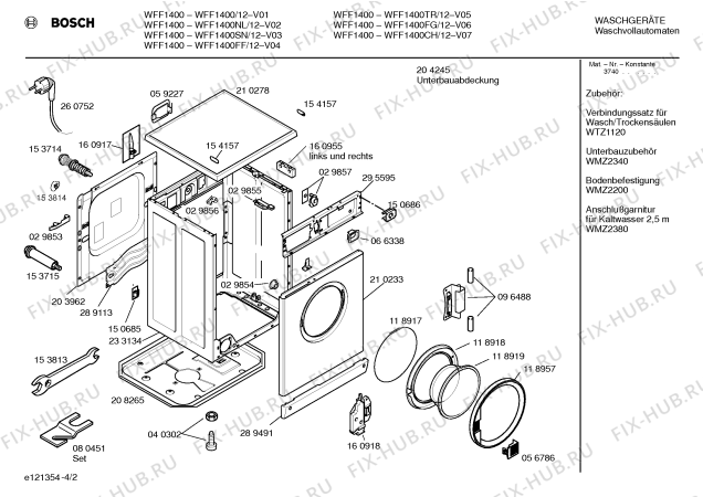 Схема №1 WFF1400CH WFF1400 с изображением Вкладыш в панель для стиральной машины Bosch 00264451