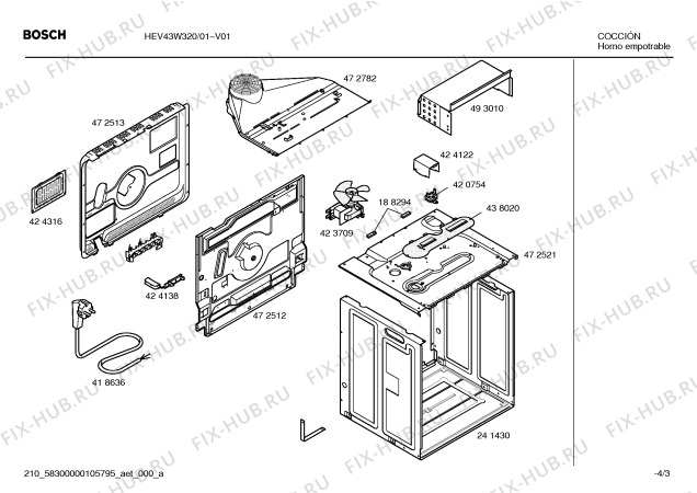 Взрыв-схема плиты (духовки) Bosch HEV43W320 - Схема узла 03