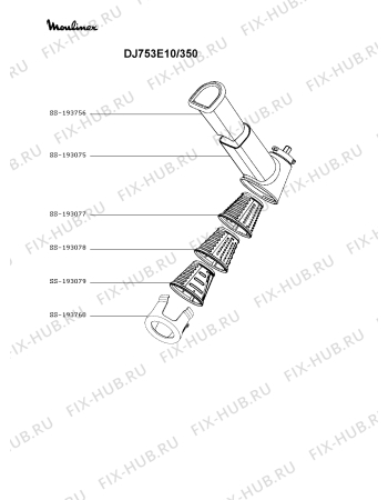 Взрыв-схема мясорубки Moulinex DJ753E10/350 - Схема узла XP004528.5P2