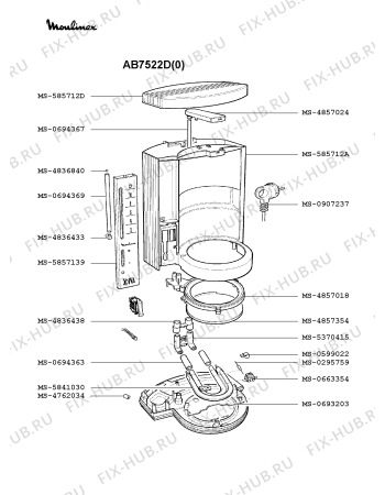 Взрыв-схема кофеварки (кофемашины) Moulinex AB7522D(0) - Схема узла AP001444.6P2