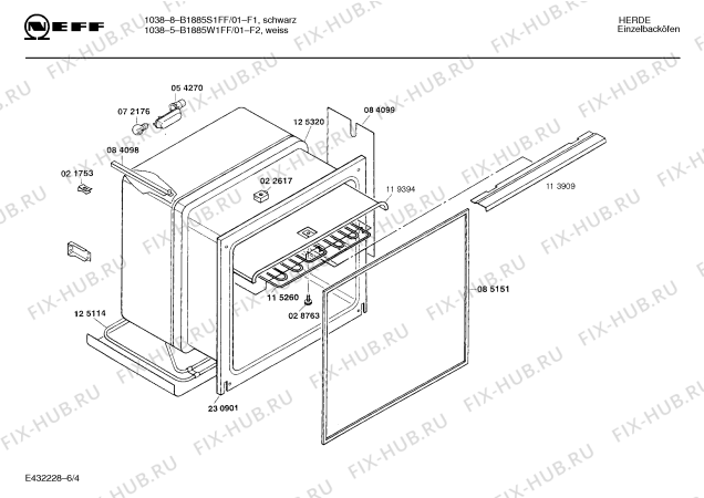 Схема №1 B1885W1FF 10385 с изображением Инструкция по эксплуатации для электропечи Bosch 00516060