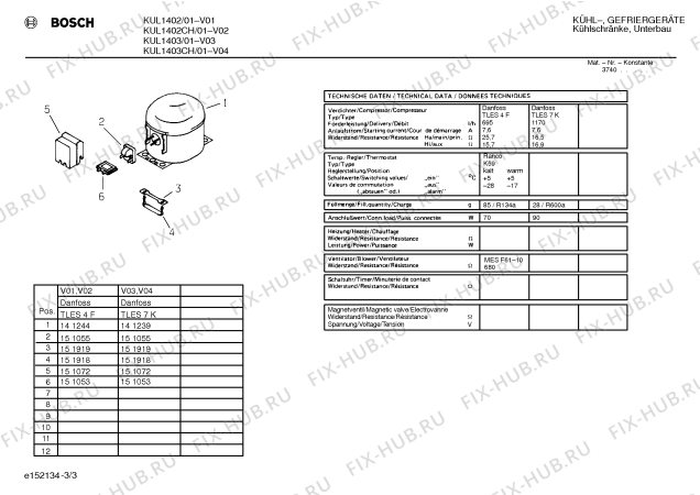 Взрыв-схема холодильника Bosch KUL1402CH - Схема узла 03