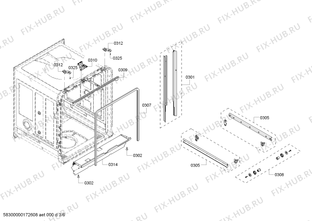 Схема №1 DWHD440MFP see VO Text с изображением Внешняя дверь для посудомойки Bosch 00770362