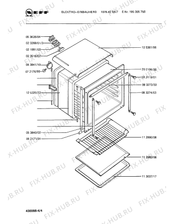 Взрыв-схема плиты (духовки) Neff 195305758 1076.42SB-7 - Схема узла 04
