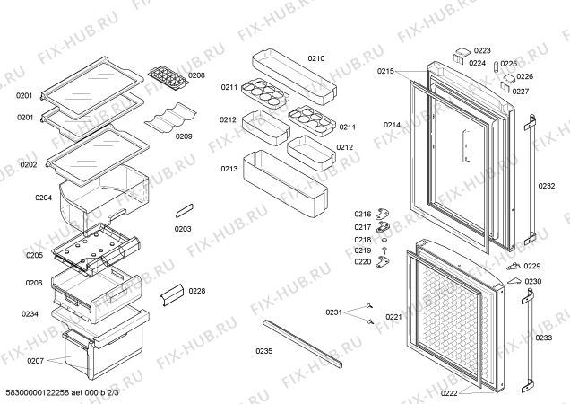 Схема №1 KKE22326TI с изображением Выдвижной ящик для холодильной камеры Bosch 00245228