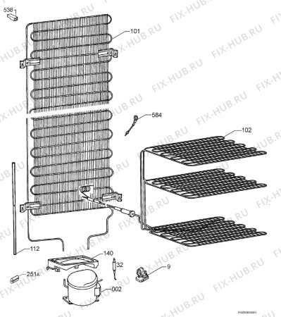 Взрыв-схема холодильника Electrolux ERB36033X - Схема узла Cooling system 017