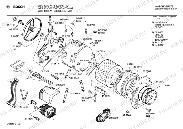 Схема №1 WFS4330SI WFS4330 с изображением Инструкция по эксплуатации для стиралки Bosch 00518429