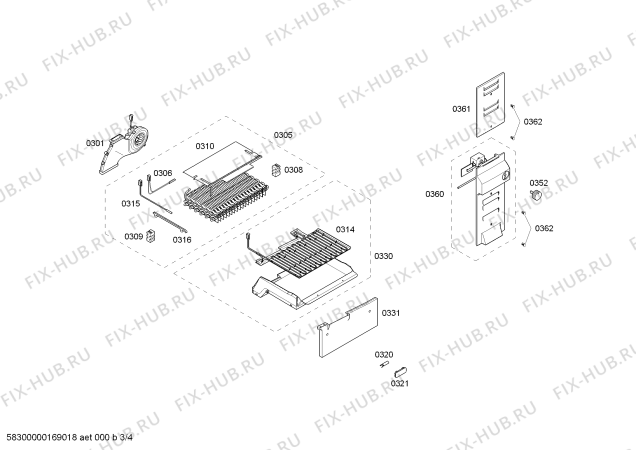 Схема №1 3FFP3661 с изображением Шарнир крышки для холодильника Bosch 00632975