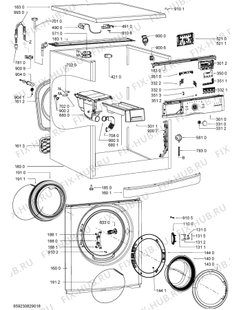 Схема №1 AWOD 7431 с изображением Модуль (плата) для стиральной машины Whirlpool 481010526714