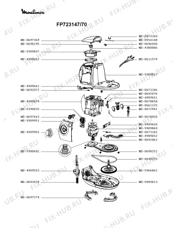 Взрыв-схема кухонного комбайна Moulinex FP723147/70 - Схема узла AP003309.4P3