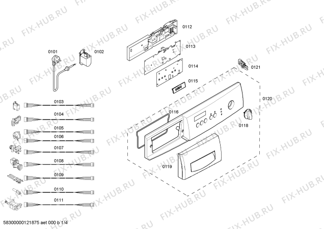 Схема №1 WAE24260GB с изображением Панель управления для стиральной машины Bosch 00662363