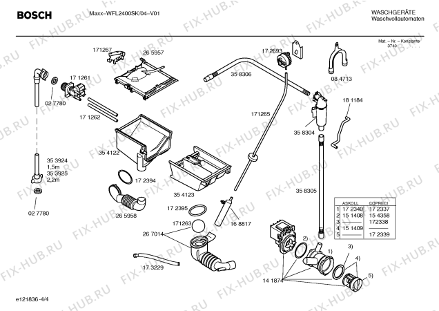 Схема №1 WFL2400SK WFL2400 с изображением Инструкция по установке и эксплуатации для стиральной машины Bosch 00527359