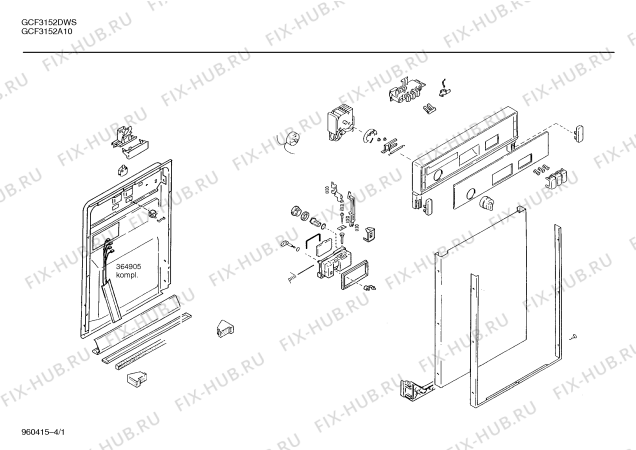 Схема №1 SR2BTA3 с изображением Панель для посудомоечной машины Bosch 00285911