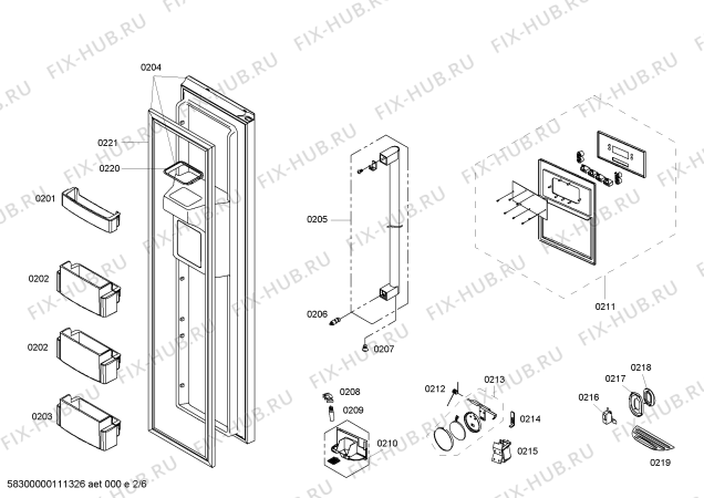 Схема №1 KAN60A15NE с изображением Панель для холодильника Bosch 00664653