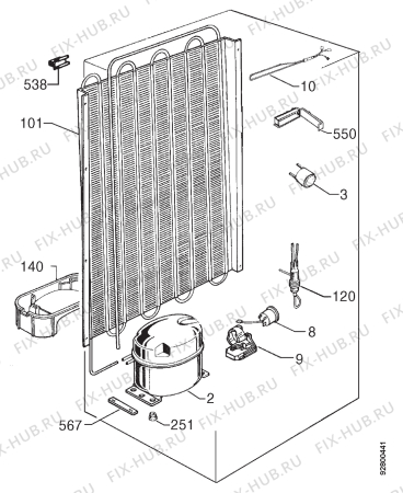 Взрыв-схема холодильника Zanussi ZD25/7R - Схема узла Cooling system 017