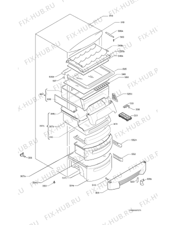 Взрыв-схема холодильника John Lewis JLFFW2001 - Схема узла Housing 001