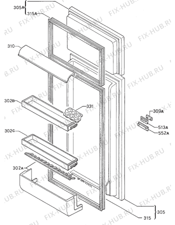 Взрыв-схема холодильника Zanussi ZI3230D - Схема узла Door 003