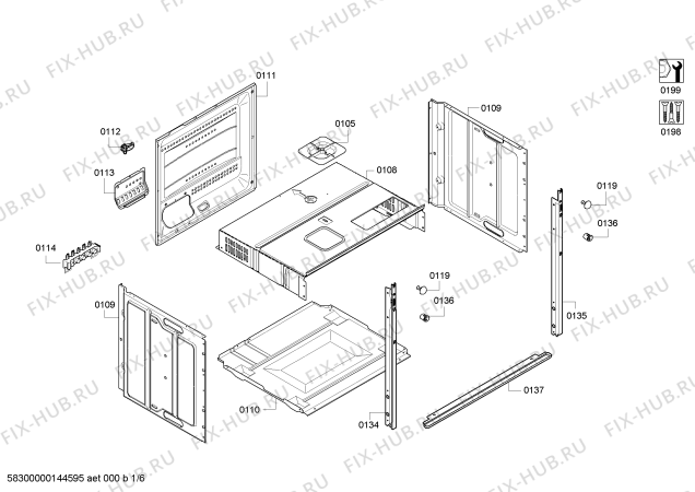 Схема №1 E95M53W1MK с изображением Внешняя дверь для плиты (духовки) Bosch 00681544