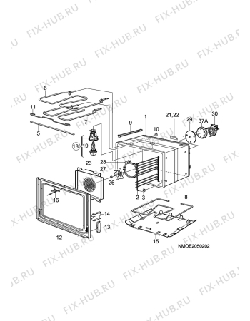 Взрыв-схема комплектующей Electrolux EKC6151 - Схема узла H10 Main Oven Cavity (large)