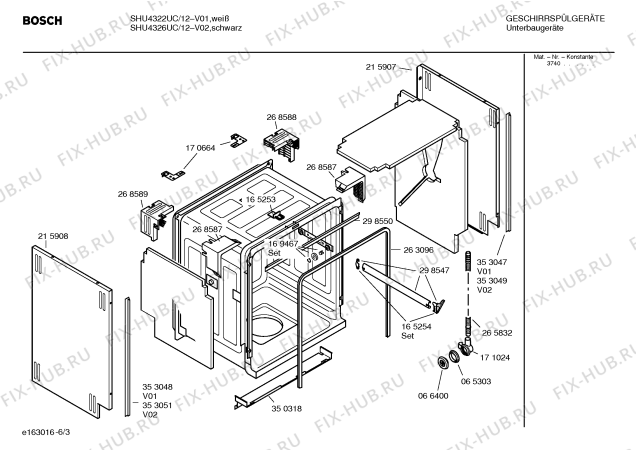 Взрыв-схема посудомоечной машины Bosch SHU4326UC - Схема узла 03