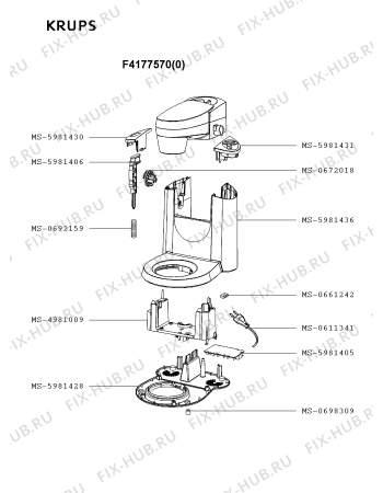 Взрыв-схема кухонного комбайна Krups F4177570(0) - Схема узла 5P000536.9P4