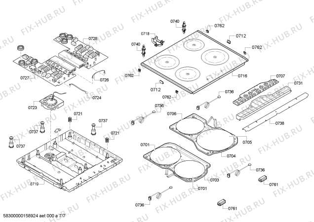 Взрыв-схема плиты (духовки) Bosch HCE778321U - Схема узла 07