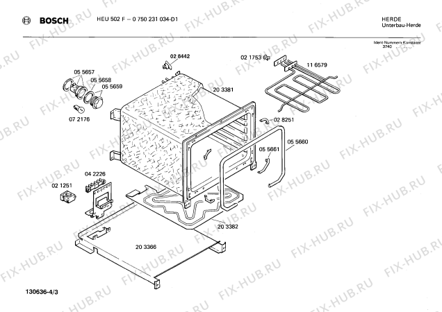 Взрыв-схема плиты (духовки) Bosch 0750231034 HEU502F - Схема узла 03