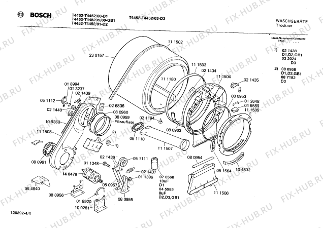 Взрыв-схема сушильной машины Bosch T445235 T4452 - Схема узла 04