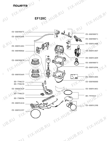 Взрыв-схема кофеварки (кофемашины) Rowenta EF120C - Схема узла EF120CDE.__2