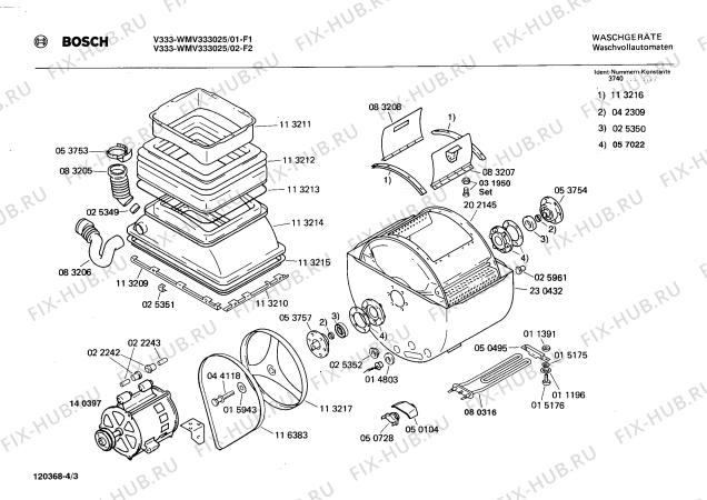 Взрыв-схема стиральной машины Bosch WMV333025 V333 - Схема узла 03