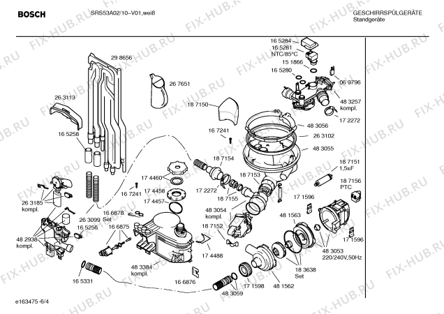 Взрыв-схема посудомоечной машины Bosch SRS53A02 Sportline - Схема узла 04