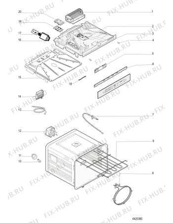 Взрыв-схема плиты (духовки) Hotpoint SJL12CTB (F081746) - Схема узла