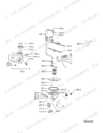Взрыв-схема посудомоечной машины Whirlpool ADPY 1330 IX - Схема узла