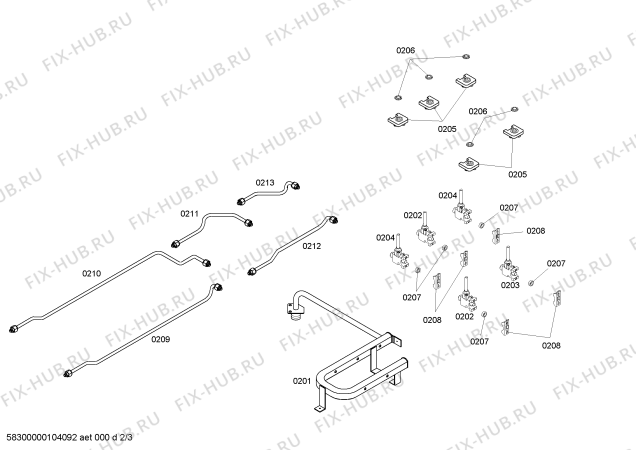 Взрыв-схема плиты (духовки) Bosch NGT946UC Bosch - Схема узла 02