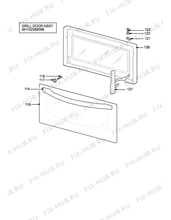 Взрыв-схема плиты (духовки) Electrolux SG429XL - Схема узла H10 Grill door assy