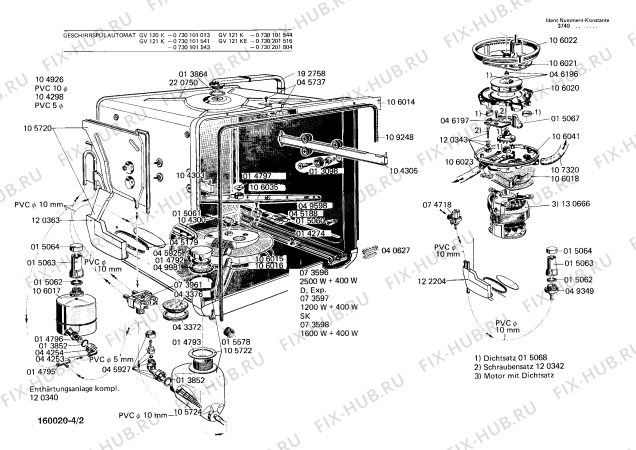 Взрыв-схема посудомоечной машины Bosch 0730201804 GV121KE - Схема узла 02