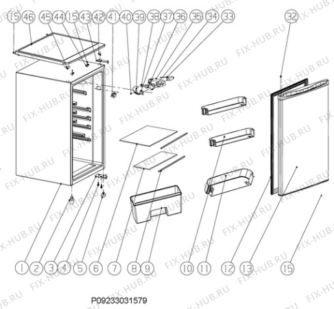 Взрыв-схема холодильника Zanussi ZRG310W1 - Схема узла Refrigerator