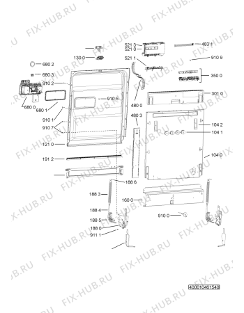 Схема №1 KDFX 6020 с изображением Модуль (плата) управления для посудомойки Whirlpool 481010425469