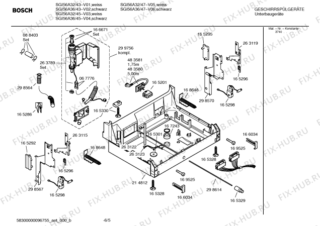 Взрыв-схема посудомоечной машины Bosch SGI56A32 - Схема узла 05