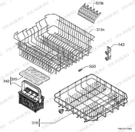 Взрыв-схема посудомоечной машины Zanussi ZDT15005FA - Схема узла Basket 160