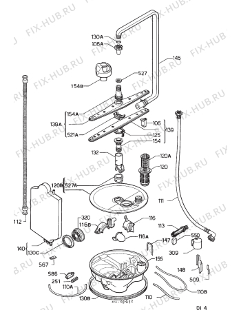 Взрыв-схема посудомоечной машины Zanussi ZT605 - Схема узла Hydraulic System 272