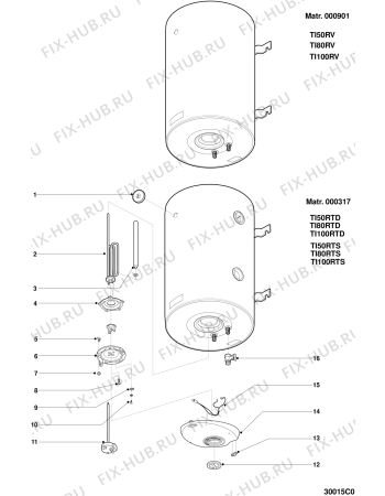 Схема №1 TI100RP (F025732) с изображением Нагревательный элемент для водонагревателя Indesit C00076939