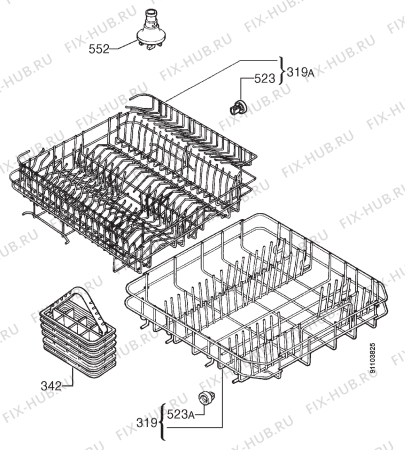 Взрыв-схема посудомоечной машины Zanussi DTI4725E - Схема узла Basket 160