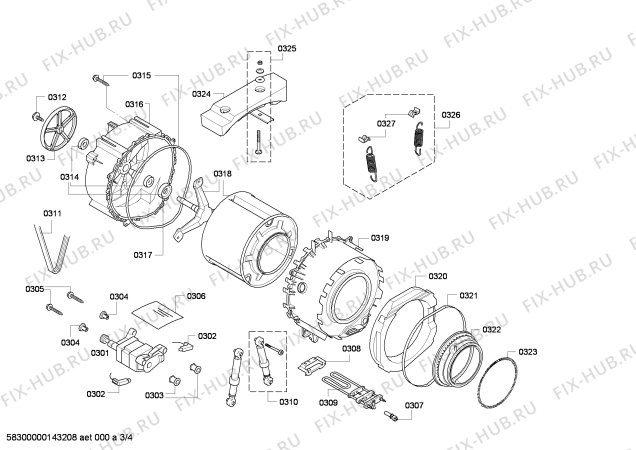 Взрыв-схема стиральной машины Siemens WM14E163FG E 14.16 varioPerfect - Схема узла 03